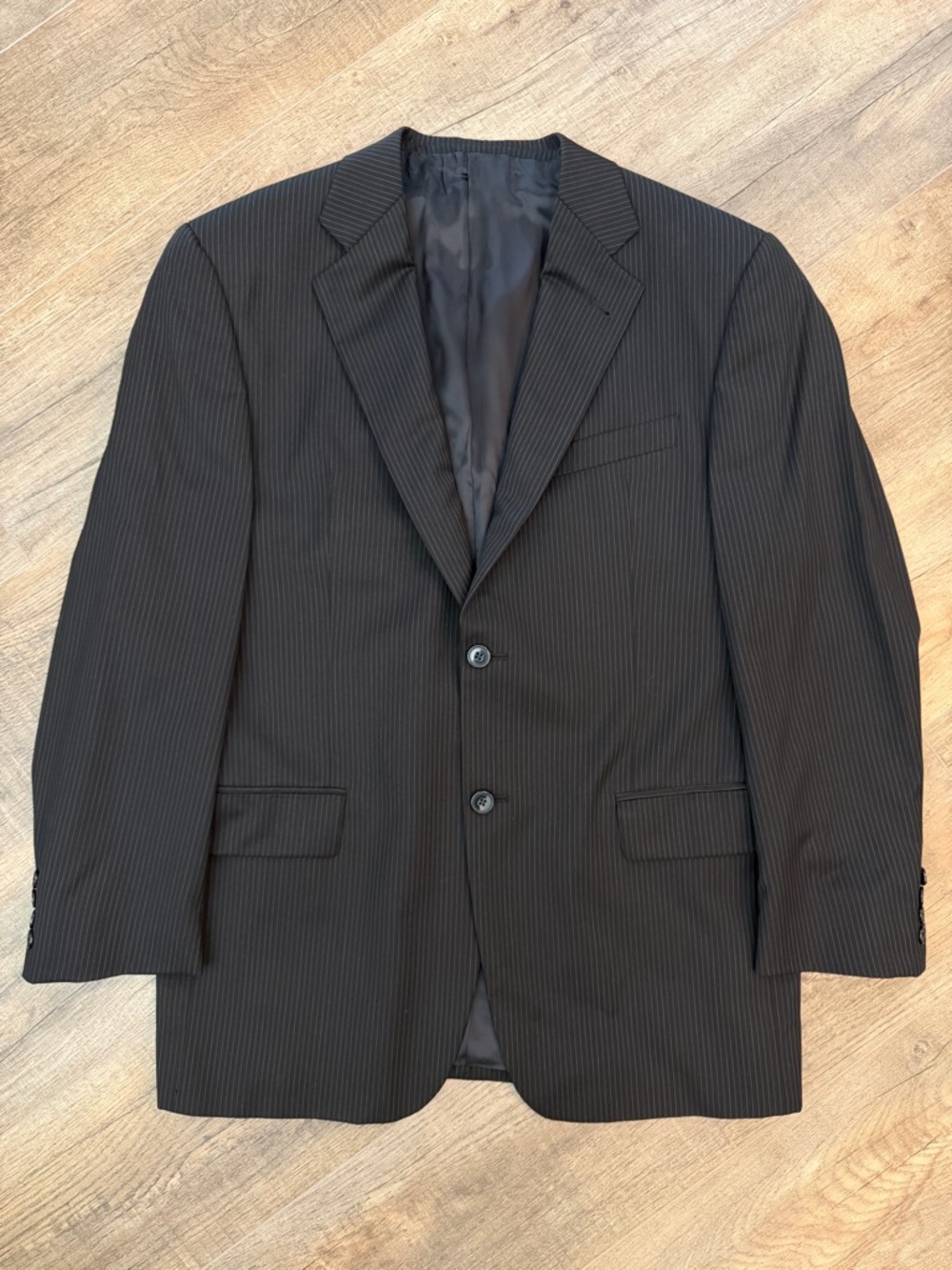 Joseph Abboud Black Pinstripe Two-Button Blazer Men 41R Suit Sport Coat Wool USA
